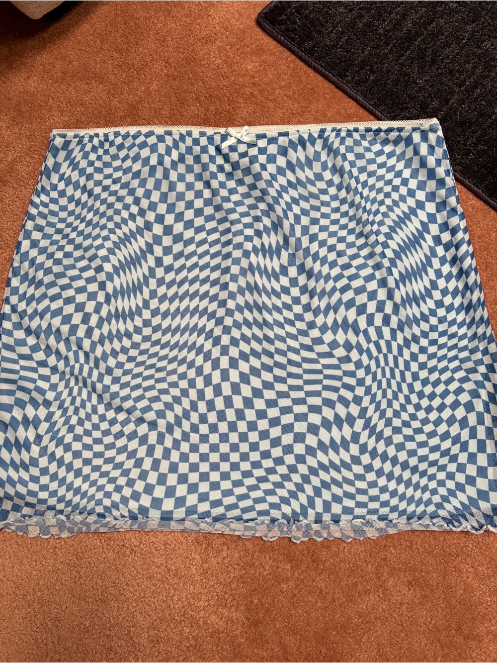 wild fable Blue and White Checkered Mini Skirt